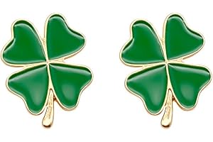 IZPACK Cute Green Four Leaf Clover Brooches Pins St.Patrick's Day Shamrock Enamel Pins Badges Backpacks Jackets Jeans Hat Shirt Clothing Brooch Pin for Women Girls Men Fashion Good Luck Jewelry Gifts 2 Pcs