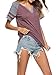 Voopptaw Women's Casual Round Neck Short Raglan Sleeve Baseball T-Shirt Tunic Tops Burgundy X-Large