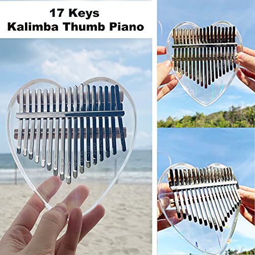 Kalimba Thumb Piano 17 Keys, Rainbow Clear Portable Mbira Finger Piano with Protective Box, Portable Finger Piano Musical Instrument for Kids Adult Beginners Professional