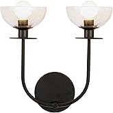 Alora Mood WV515212MBCL Sylvia Vanity, 2-Light 4 Total Watts, Matte Black/Clear Glass