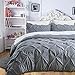 slashome Duvet Cover Queen, 3Pcs Pinch Pleat Luxurious Decorative Softest Grey Brushed Microfiber Bedding Set with Zipper Closure and Corner Ties