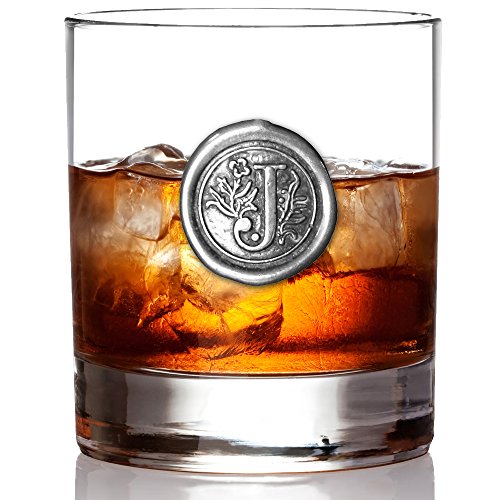 English Pewter Company 11oz Old Fashioned Whiskey Rocks Glass With Monogram Initial - Unique Gifts For Men - Personalized Gift With Your Choice of Initial (J) [MON110] - Thumbnail 5