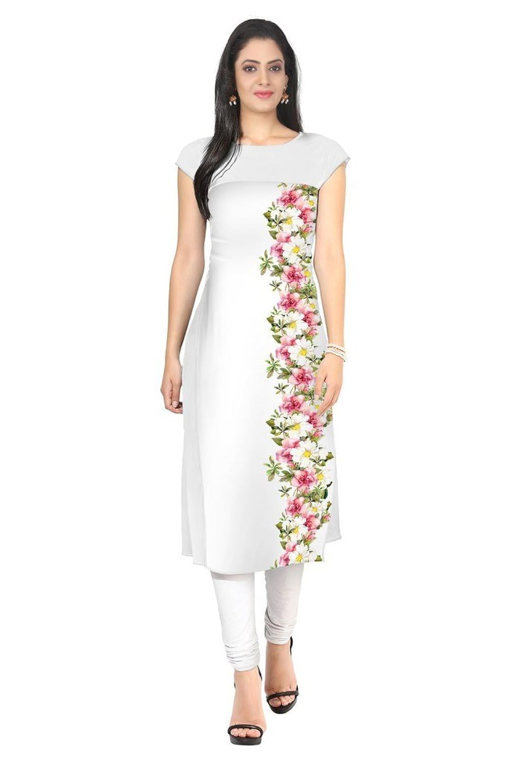 ziyaa women's straight faux crepe kurta