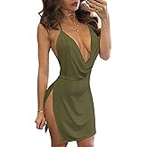 VANCOL Women's Sexy Deep V-Neck Mini Club Dress