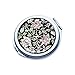 Antique Alive Mother of Pearl Peony Design Metal Round Double Compact Cosmetic Makeup Pocket Handbag Mirror