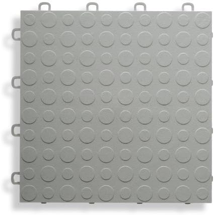 BlockTile B0US4630 Garage Flooring Interlocking Tiles Coin Top Pack, Gray, by BlockTile