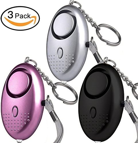 140db Personal Alarm Keychain, 3 Pack Emergency Safesound and Self Defense Security Alarms Device with LED Light for Women Elderly Kids Students Heavy Sleepers