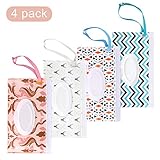 Wet Wipe Pouch, 4 Pack Reusable Baby Wipes Travel Case, Eco-Friendly and Lightweight Wipes Holder to Keep Wipes Moist