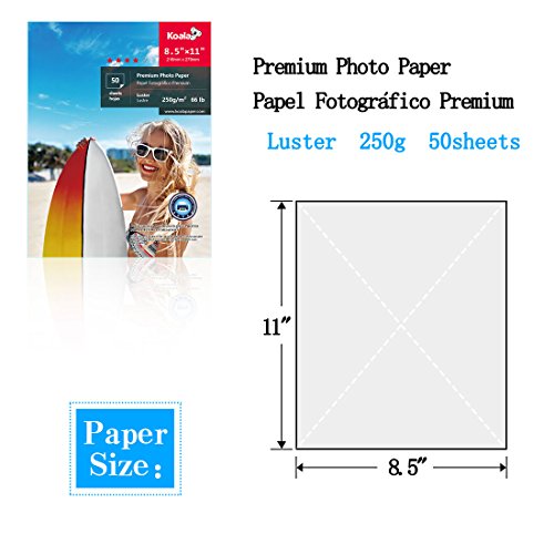 Koala Advanced Luster Photo Paper with Imported Raw Material,8.5x11 inch 50 Sheets, Compatible with All Inkjet Printer