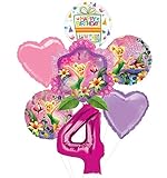 Tinkerbell 4th Birthday Party Supplies and Balloon Bouquet Decorations