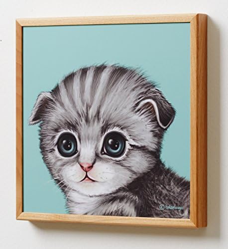 Tatarooga Design Elder Wood Frame Cat Art Print Wall Decor 5 x 5 Inch for Home Decoration (Scottish Fold)