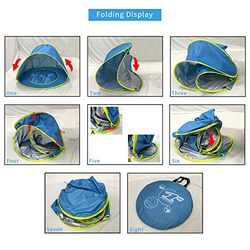 Baby Beach Tent,Pop Up UPF 50+ UV Protection & Waterproof Sun Shelter Baby Pool Canopy Beach Tent Instant Sunshade Cabana Beach Canopy with Carry Bag and 4 Pegs