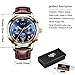 LIGE Watches Mens Fashion Sports Waterproof Analog Quartz Watch Men Luxury Business Chronograph Leather Wristwatch (Leather Blue)