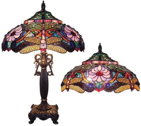 Dragonfly Tiffany Style Stained Glass Table Lamp Shade