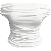 WDIRARA Women's Plus Size Off Shoulder Short Sleeve T Shirt Ruched Asymmetrical Tee Tops
