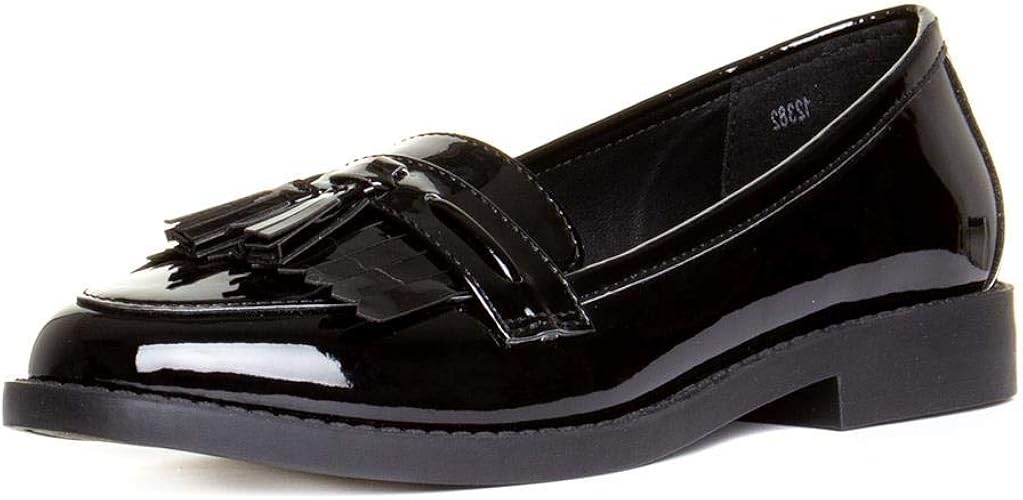 black patent tassel loafers womens