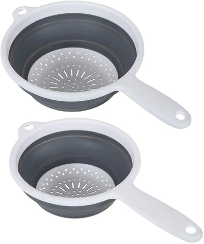 Addis Pop & Store 2 Pack Collapsible Colander 16.5cm 24cm White Grey