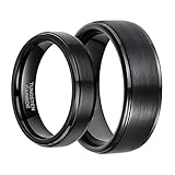 Greenpod 6mm Black Tungsten Carbide Wedding Ring Band for Men Women Brushed Matte Size 4-15