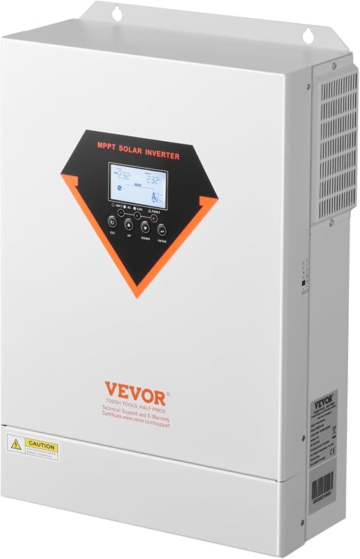 Inversor Solar Híbrido de 6000 W, Carregador Inverter de Onda Senoidal Pura Tudo Num Só, com Controlador Solar MPPT Integrado de 120 A, para Sistema Fora da Rede com Bateria