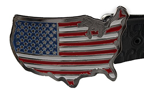 TFJ Men Fashion Belt Buckle Western Metal United States America Flag Continent
