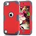Case for iPod 7 6 5 Cases for iPod Touch 6th Generation Case for iPod 5 Cases, Dual Layered 3 in 1 Hard PC Silicone Shockproof Heavy Duty Case for Apple iPod Touch 7th 6th 5th Generation (red+Gray primary