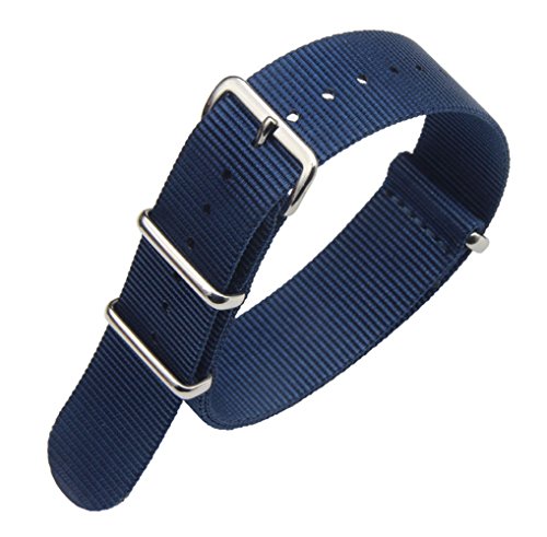 18mm Dark Blue High-end Superior Nato style Ballistic Nylon Watch Band Strap Replacement for Men Braided