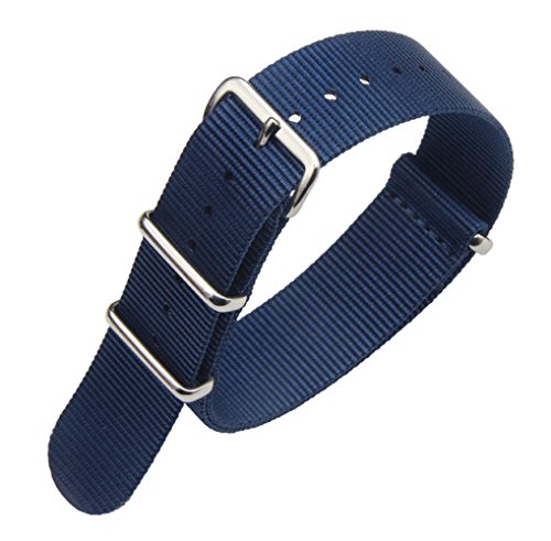 20mm Dark Blue Luxury Exquisite Men's One-Piece Nato style Nylon Perlon Watch Bands Straps Textile