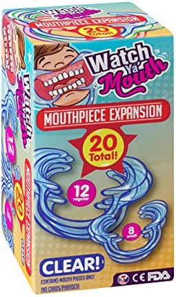 Watch Ya Mouth - Clear Mouthpieces - Cheek Retractors Fun for Families, Adult, and Kids Game Night to Speak Phrases (2 Sizes, 20-Pack)