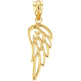 Religious Jewelry by FDJ 14K Yellow, White, Rose Gold Guardian Angel Single Filigree Wing Charm Pendant - Choice of Metal
