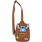 Stitch Applique Character Art 7.4" Brown Sling Bag