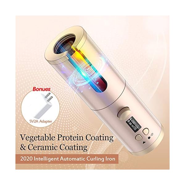 Cordless-Hair-Curler-QUARED-Portable-Auto-Curling-Iron-Anti-Tangle-LCD-Display-USB-Rechargeable-6-Temperature-Timer-Settings-Auto-Shut-Off-Hair-Curling-Wand-for-Hair-Styling-Anytime-Anywhere Cordless Hair Curler, QUARED Portable Auto Curling Iron Anti-Tangle, LCD Display, USB Rechargeable, 6 Temperature…