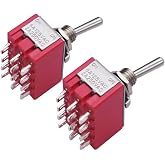 mxuteuk 2pcs MTS-402 12 Terminal 2 Position 4PDT Mini Miniature Toggle Switch Car Dash Dashboard ON/ON 5A 125V 2A 250V