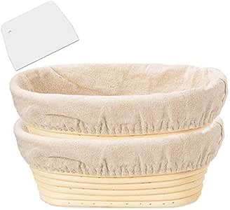 HOMETY 2 Piezas Canasta Prueba de Pan en Forma Ovalada 10 Pulgadas