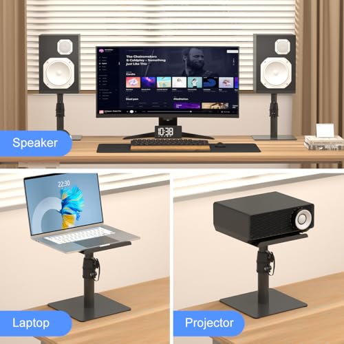 suptek SDM001T 2 Pack Stand-alone Speaker Stand, Adjustable Height and Tilt, Universal Audio Stand for Computer and Library, High Sound, Black
