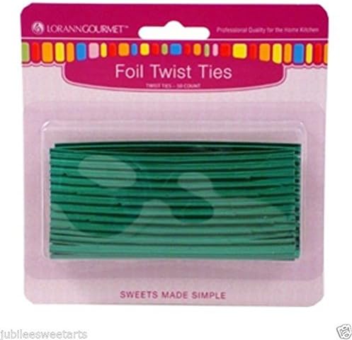 WONTTERFLY LORANN FOIL TWIST TIES FOR CANDY PACKAGING GREEN METALLIC 50 PIECES NEW