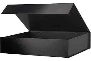 JINGUAN Gift Box Black 11x7.8x2.3 Inches, Gift Box with Magnetic Closure, Shirt Gift Box, Gift Box with Lid for Present, Magnetic Gift Box for Wrapping Gift