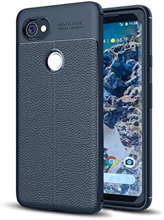 Pixel 2 XL Case, Google Pixel 2 XL Case, Lightweight Flexible Anti-Scratch Shock Absorbent [Leather Texture Pattern] Protective Silicone Rubber TPU Slim Cover(Navy blue)
