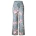 Famulily Women's High Waist Casual Floral Print Drawstring Wide Leg Pants Lounge(Grey,X-Large)