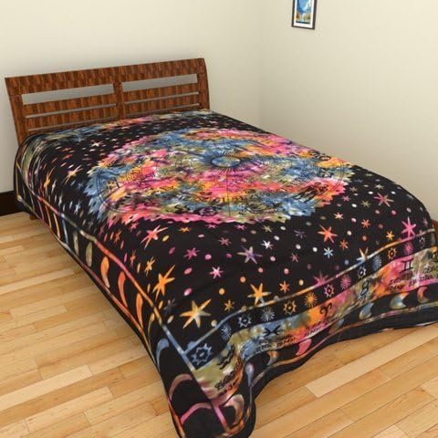 SOVEREIGNS Cotton Mandala Bohemian Bedsheet/Tapestries (Multicolour, 85x55-inch)