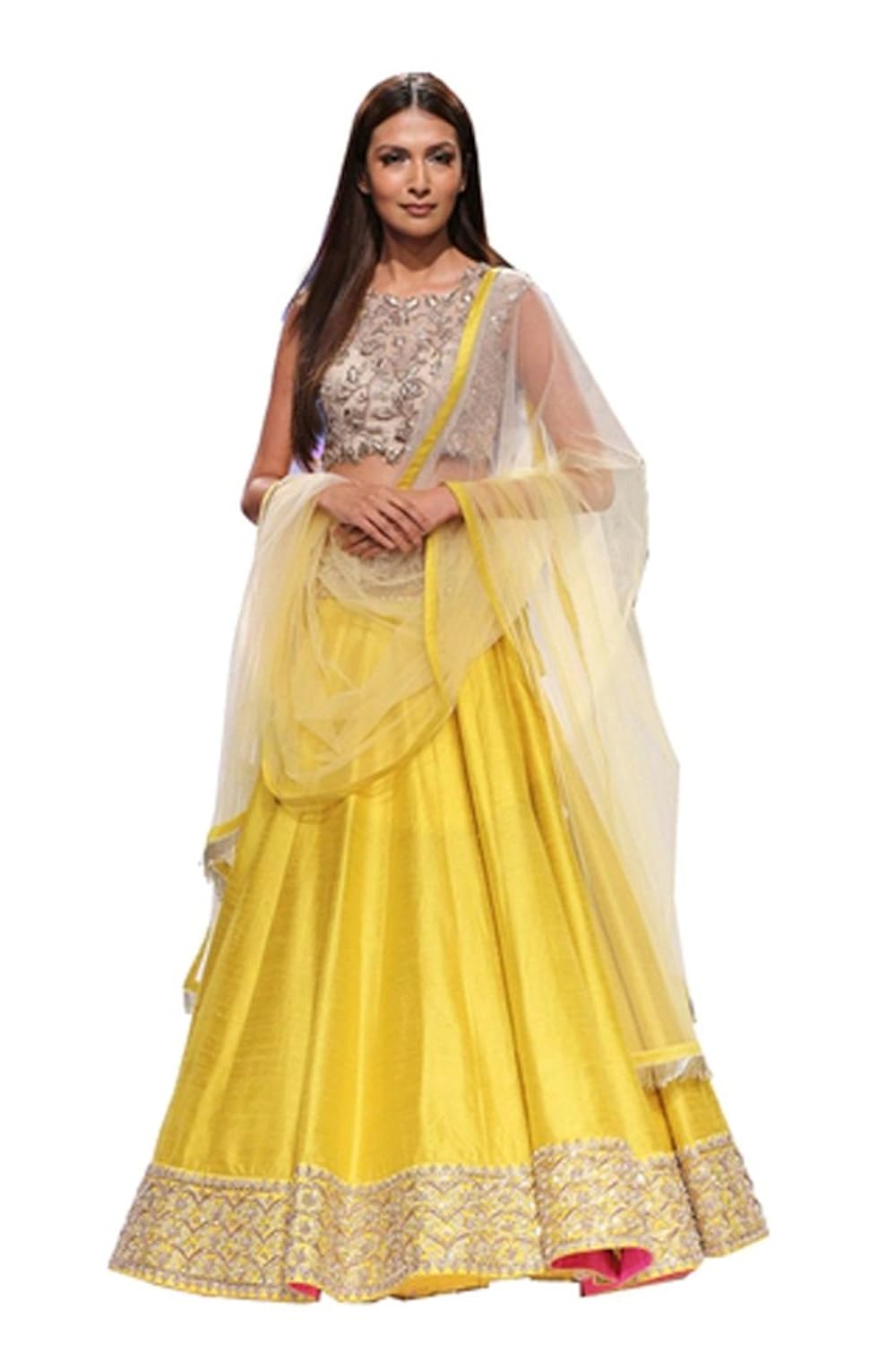 greenvilla designs silk lehenga choli (_white_free size )