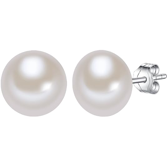 Valero Pearls Damen-Ohrstecker Hochwertige Süßwasser-Zuchtperlen in ca. 10 mm Button weiß 925 Sterling Silber - Perlenohrstec