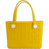 Forrader Rubber Tote Bag Small Beach Bag Waterproof Travel Bags Washable Tote Portable Handbag for Sports Beach Outdoor