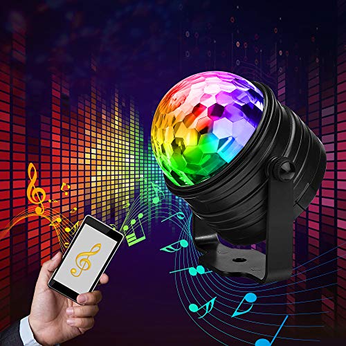 Disco Lights Party Lights,SOLMORE LED Disco Ball Night Lamp Disco Ball Light DJ Light 3W RGB Projection Night Light Sound Activated Strobe Light with Remote for KTV Birthday Kids Dance Bedroom