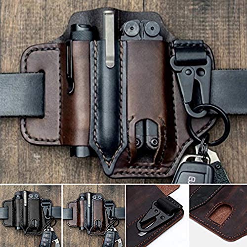 Genuine Leather EDC Belt Loop Waist Multitool Sheath, EDC Pocket