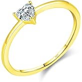 Orendaia S925 Sterling Silver Heart-Shaped CZ Ring for Women – Dainty Sparkling Solitaire Love Ring, Minimalist Statement Band for Index Finger