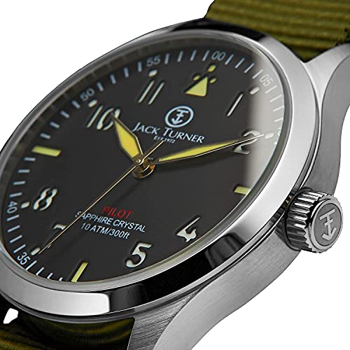 Jack Turner Watches Stainless Steel Men’s Pilot Field Flieger Watch