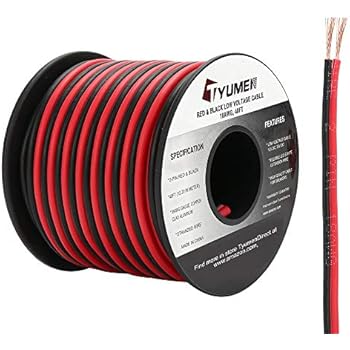 TYUMEN 40FT 18 Gauge 2pin 2 Color Red Black Cable Hookup Electrical Wire LED Strips Extension Wire 12V/24V DC Cable, 18AWG Flexible Wire Extension Cord for LED Ribbon Lamp Tape Lighting