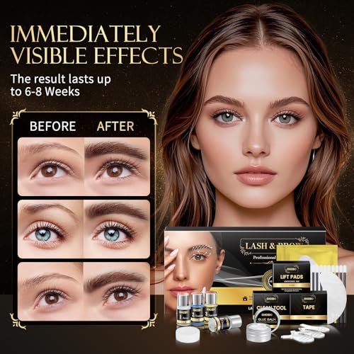 Lash Lift & Brow Lamination Kit 2-in-1, Professional DIY Eyelash Perm for Home Use & Salon, Long-Lasting Curl Effect Up to 8 Weeks - Easy Application