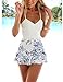 PAKULA Women's Waist Embroidered Lace Floral Print Casual Romper Short Jumpsuit
