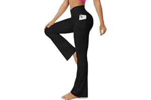 FOHOFO Yoga Pants Women, Flare Leggings for Women with Pockets Crossover High Waisted Bootcut Yoga Pants